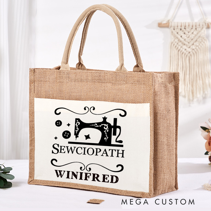 Personalized Sewciopath Tote Bag Sewing Lovers Bag with Name Sewing Machine Tote Bag Tailor Gift