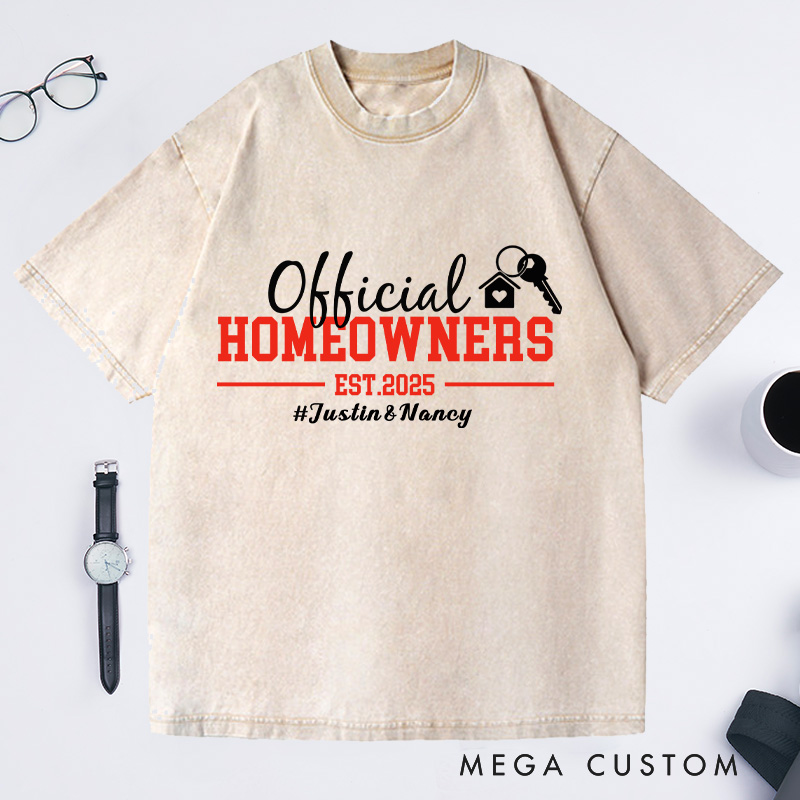 Personalized Official Homeowners Custom Time Hashtag Washed T-shirt