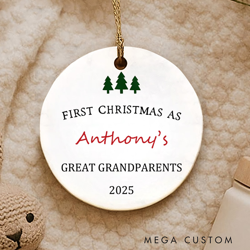 Personalized First Christmas as Great Grandparents Ornament Highlighting Family Love Christmas Ornament