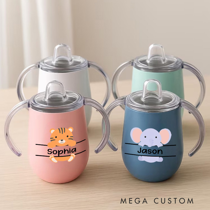 Personalised Sippy Cup with Animal Baby Training Cup Baby Birthday Gif Baby Boy or Girl Gift
