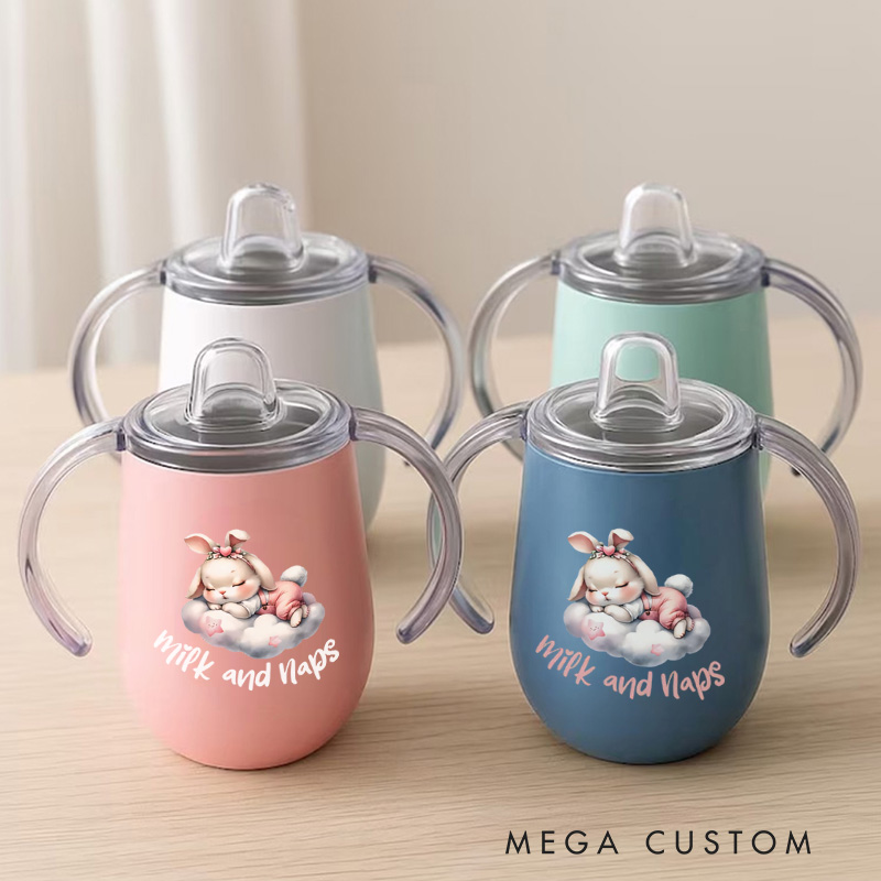 Personalised Milk and Naps Sippy Cup Baby Training Cup Baby Birthday Gif Baby Boy or Girl Gift