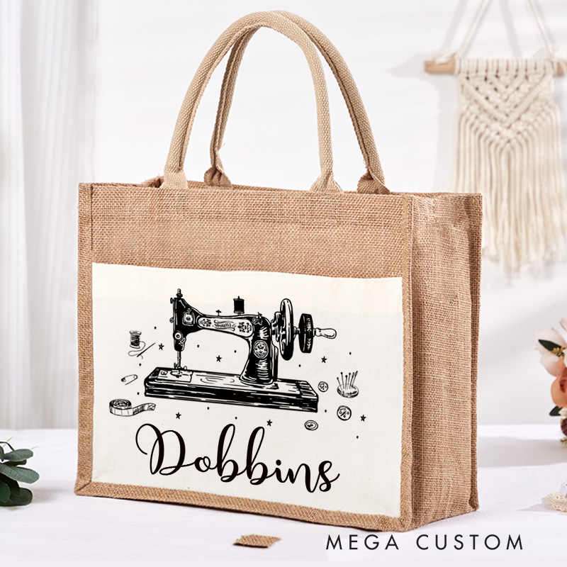 Personalized Sewciopath Tote Bag Sewing Machine Burlap Bag Sewing Lover Tee Bag Sewing Lovers Gift Quilting Gift