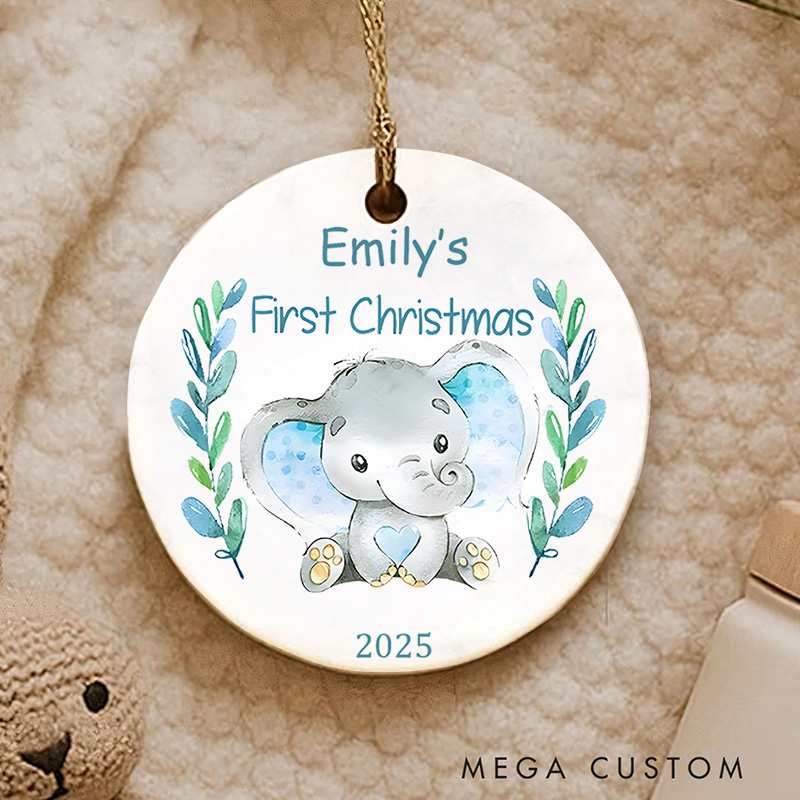 Personalized Polar Bear First Christmas Ornament Featuring Adorable Winter Scene Christmas Ornament