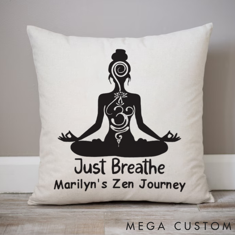Personalized Yoga Silhouette Pillows Lotus and "Om" Symbol Pillows Yoga Pillows Gift  Idea for Yoga Lover