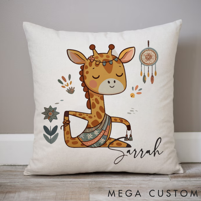 Personalized Yoga Giraffe Pillows Bohemian Style Pillows Meditation Pillow Yoga Pillows Gift  Idea for Yoga Lover