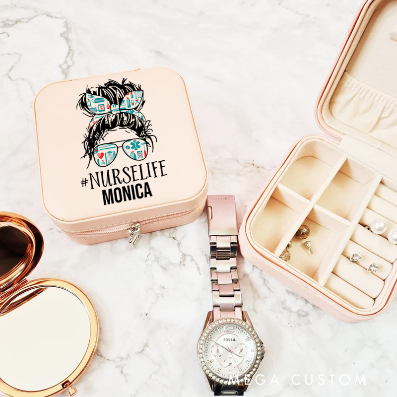 Personalized Jewelry Box for Nurse Custom NurseLife Style Design Travel Jewelry Box Leather Jewelry Organizer Nurse Appreciation Gift 