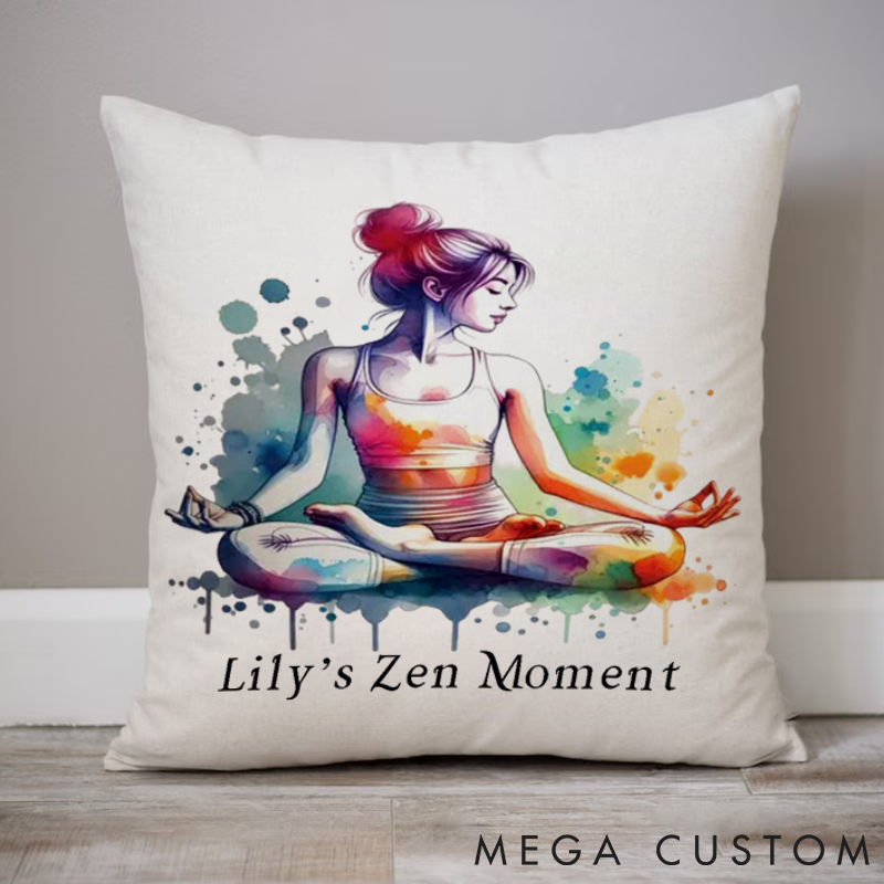 Personalized Yoga Meditation Pillows Watercolor Ink Style Pillows Yoga Pillows Gift  Idea for Yoga Lover