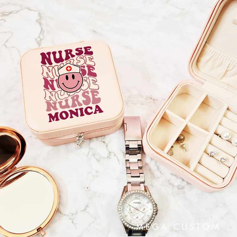 Personalized Jewelry Box for Nurse Custom Smiling Nurse Pride Design Travel Jewelry Box Nurse Appreciation Gift 