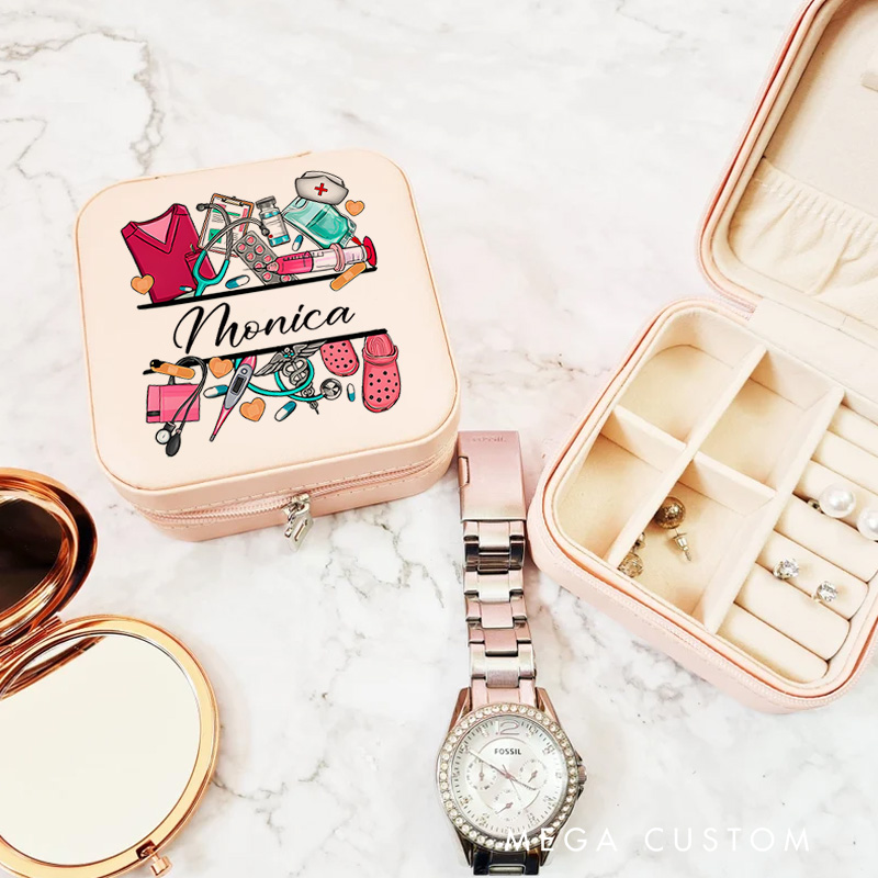 Personalized Jewelry Box for Nurse Custom Essentials Tools of Care Design Travel Jewelry Box Nurse Appreciation Gift 