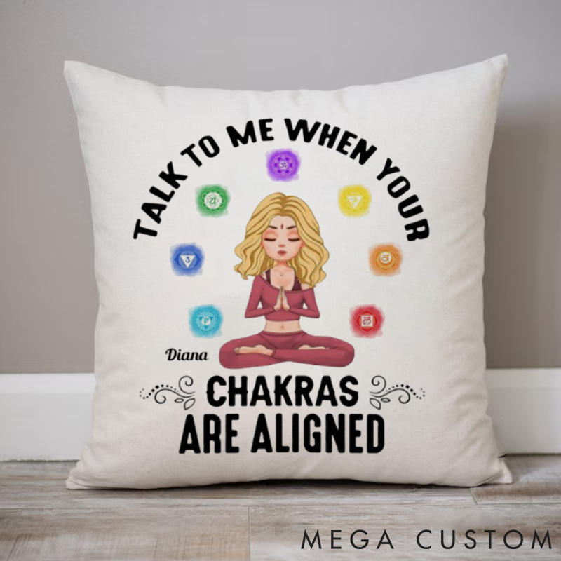 Personalized Blonde Meditation Woman Pillows Chakra Pattern Pillows Yoga Pillows Gift  Idea for Yoga Lover