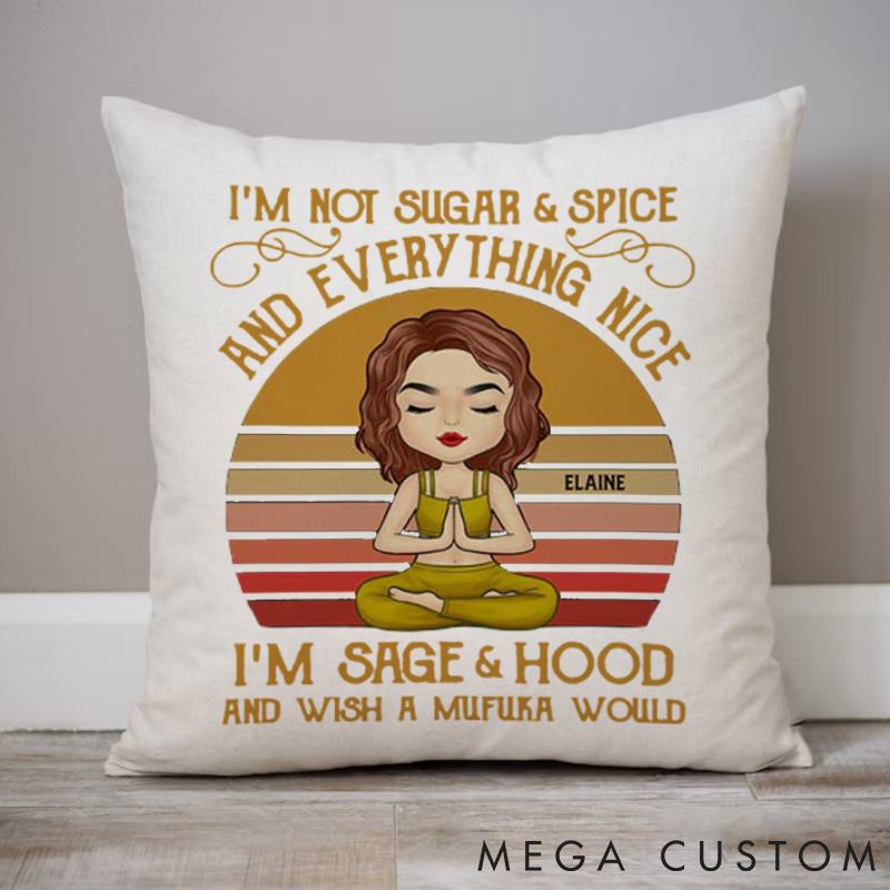 Personalized Meditation Women Yoga Pillows Retro Radial Circular Pattern Pillows Yoga Pillows Gift  Idea for Yoga Lover