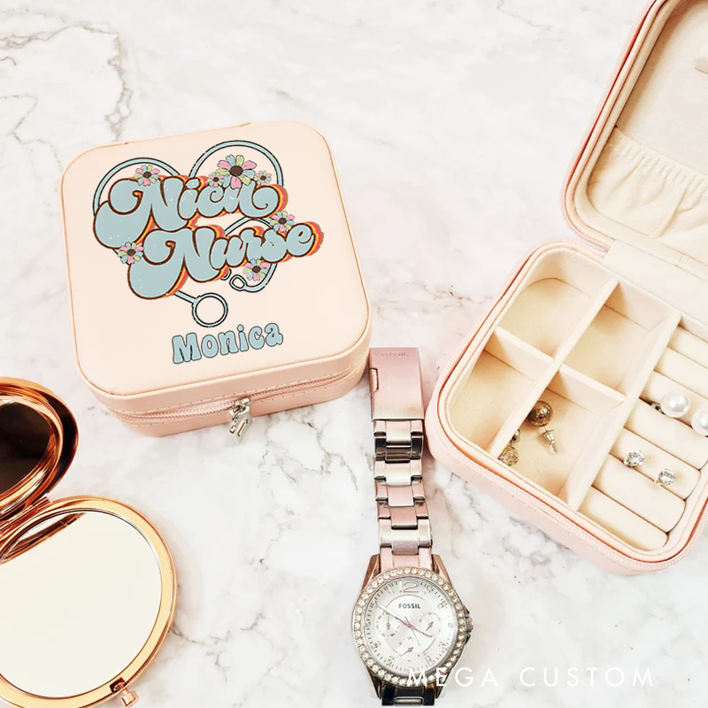 Personalized Jewelry Box for Nurse Custom Nice Nurse a Heart of Care Design Travel Jewelry Box Nurse Appreciation Gift 