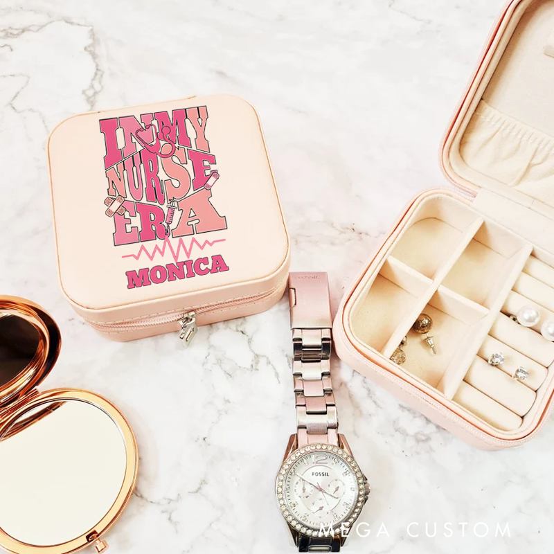 Personalized Jewelry Box for Nurse Custom In My Nurse Era Design Travel Jewelry Box Leather Jewelry Organizer Nurse Appreciation Gift 