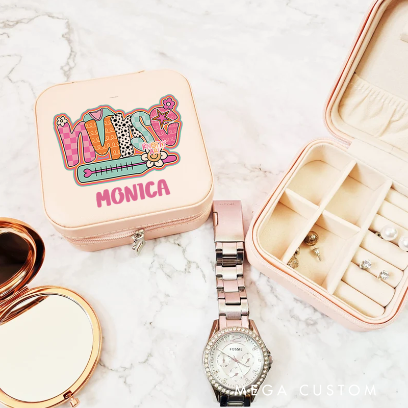 Personalized Jewelry Box for Nurse Custom Nurse Fun and Fabulous Design Travel Jewelry Box Leather Jewelry Organizer Nurse Appreciation Gift 