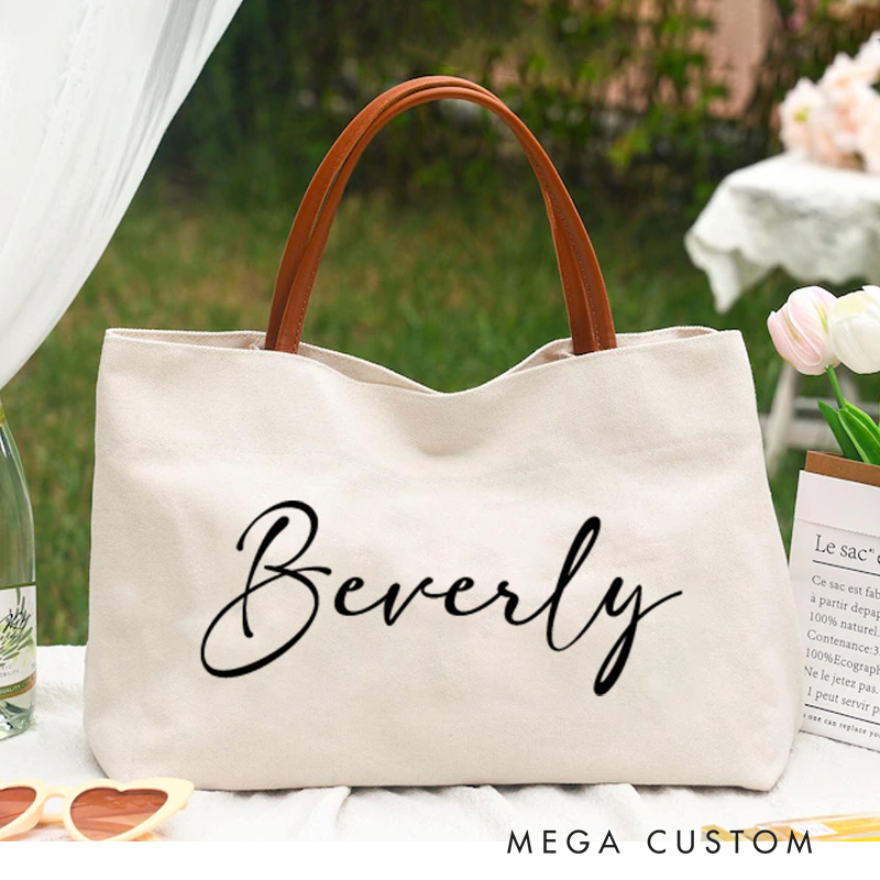 Personalized Canvas Tote Bag with Name Gift for Her Beach Party Gift Bachelorette Gift