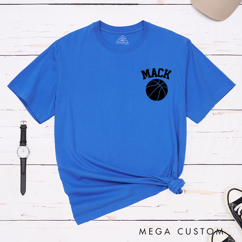 Personalized Basketball T-Shirt with Custom Name and Minimalist Basketball Graphic for a Stylish Look