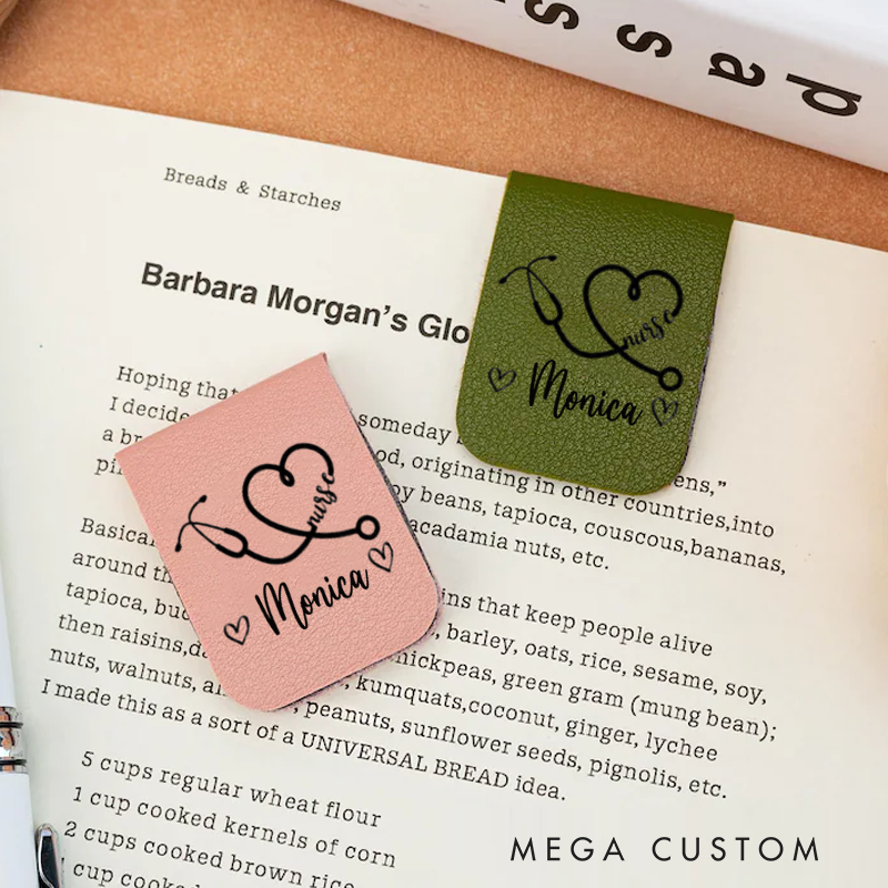 Personalised Leather Magnetic Bookmark for Nurse Cute Bookmark Gift Nurse Graduation Gift Book Lover Gift Birthday Gift for Her