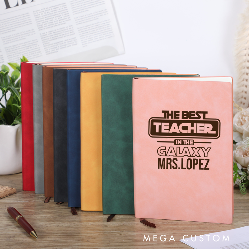 Personalized Leather Notebook for Teacher the Best Teacher in the Galaxy Leather Journal Teacher Appreciation Gift