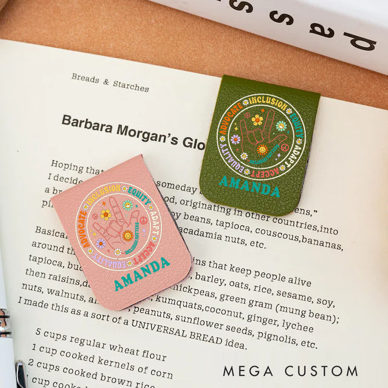 Personalized Teacher Leather Magnetic Bookmark Advocate Include Accept Love Design Thoughtful and Meaningful Gift for Teachers