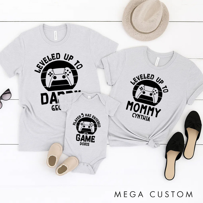 Personalized New Player Family Matching T-Shirts New Father Mother Shirts Funny Gamer Family Shirts Newborn Baby Gift Geek Gaming Shirt Father's Day