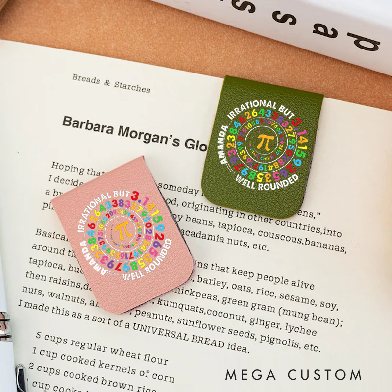 Personalized Teacher Leather Magnetic Bookmark Irrational but Well-Rounded Pi Design Cheerful and Fun Style Gift for Teachers