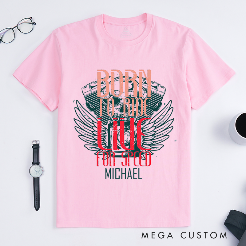 Personalized Policeman T-Shirts Born to Ride Live for Speed Fashion Design T-Shirts