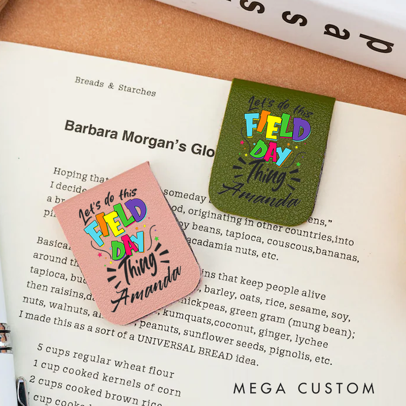 Personalized Teacher Leather Magnetic Bookmark Field Day Thing Colorful Design Cheerful and Fun Style Gift for Teachers