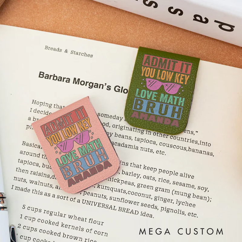 Personalized Teacher Leather Magnetic Bookmark Low Key Love Math Design Fun and Playful Style Gift for Teachers