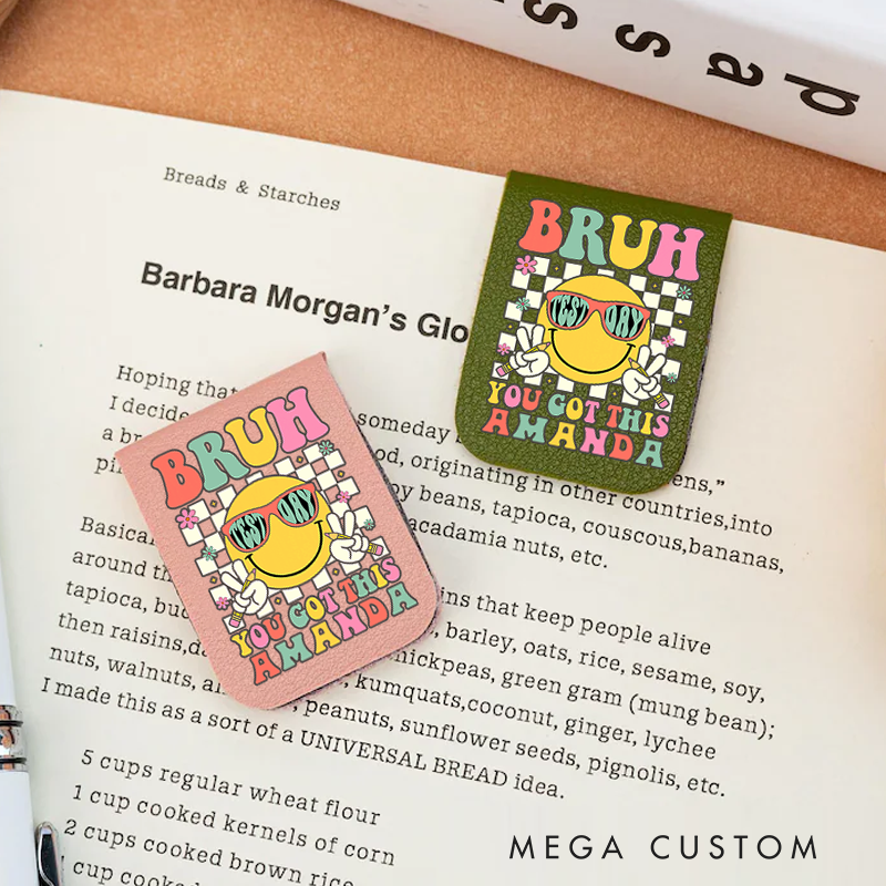 Personalized Teacher Leather Magnetic Bookmark Bruh You Got This Fun and Motivational Design Gift for Teachers