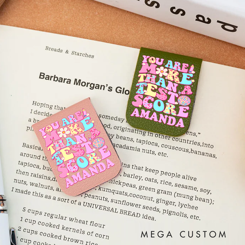 Personalized Teacher Leather Magnetic Bookmark You Are More Than a Test Score Pastel and Whimsical Design Gift for Teachers