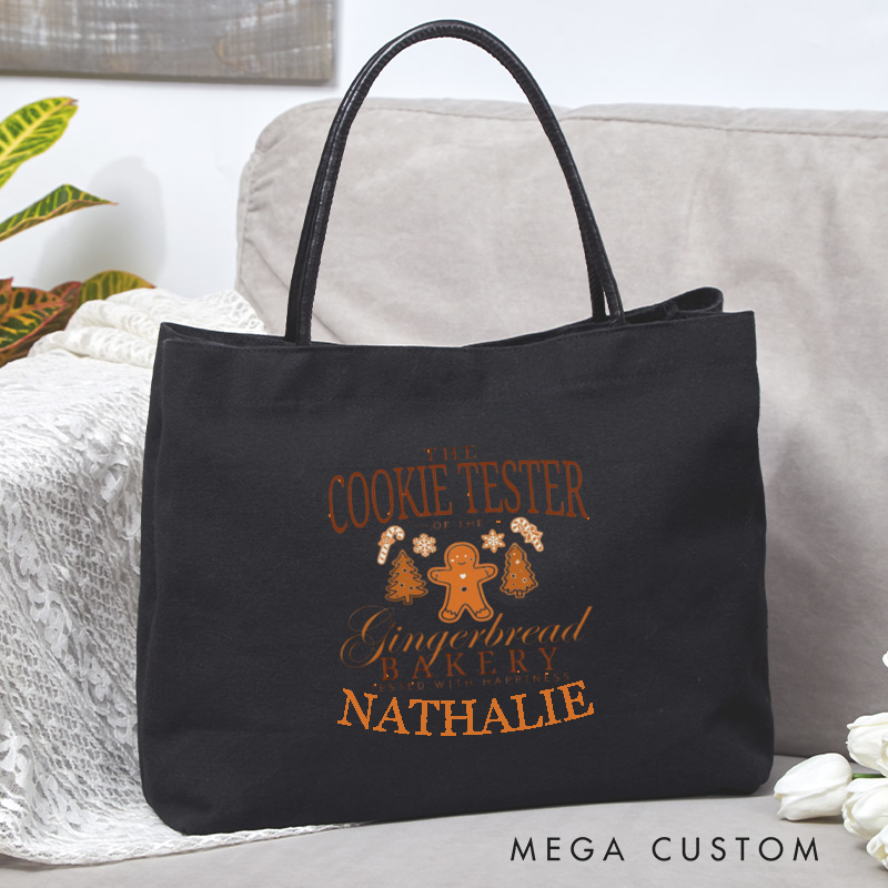 Personalized Cookie Tester Tote Bag Baking Canvas Bag Gingerbread Bakery Tested with Happiness Bag Backing Lover Gift Baker Christmas Gift