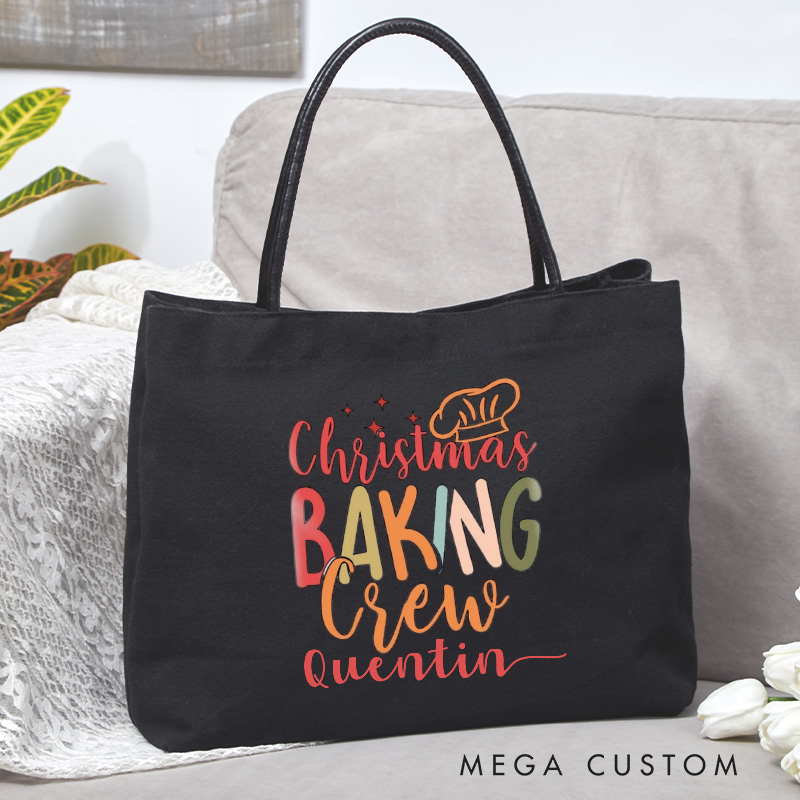 Personalized Christmas Baking Crew Tote Bag Baking Canvas Bag Christmas Bakery Bag with Name Backing Lover Gift Baker Christmas Gift