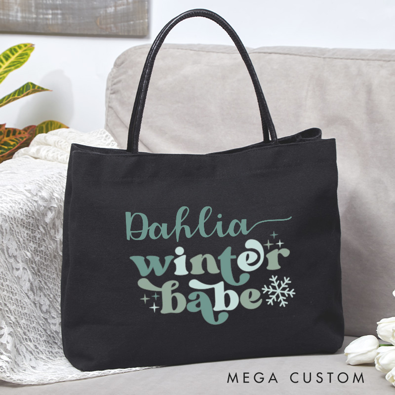 Personalized Winter Babe Tote Bag Custom Boho Cheer Canvas Bag Bakery Bag Backing Lover Gift for Baker Gift