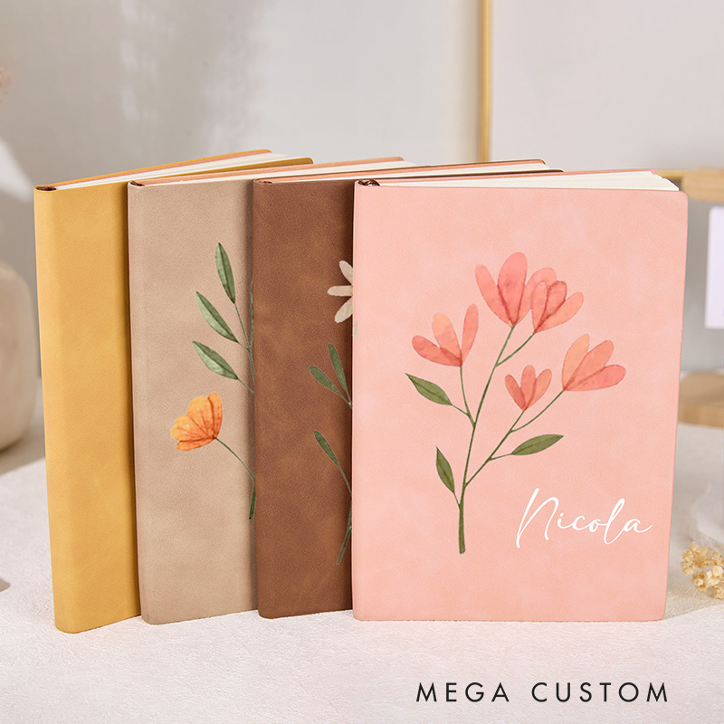 Personalize Birth Flower Name Journal Floral Monogram & Name Diary Birthday Gifts
