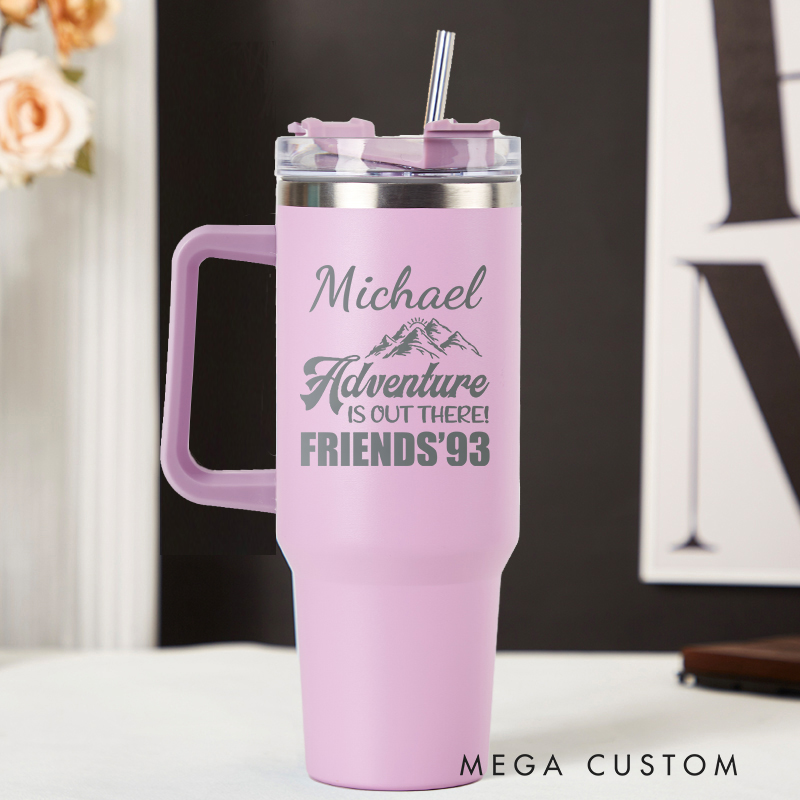 Personalized Adventure is out There Tumbler Beach Vacation Tumbler Engraved Stainless Steel Tumbler Traveling Lover Gift