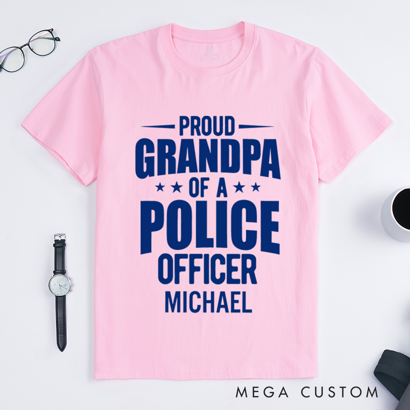 Personalized Policeman T-Shirts Proud Grandpa of a Police Officer Fashion Design T-Shirts