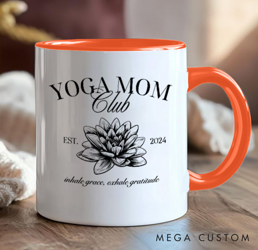 Personalised Mug with Elegant Lotus Design Can Custom Year and Title, Perfect Gift for Yoga Lovers
