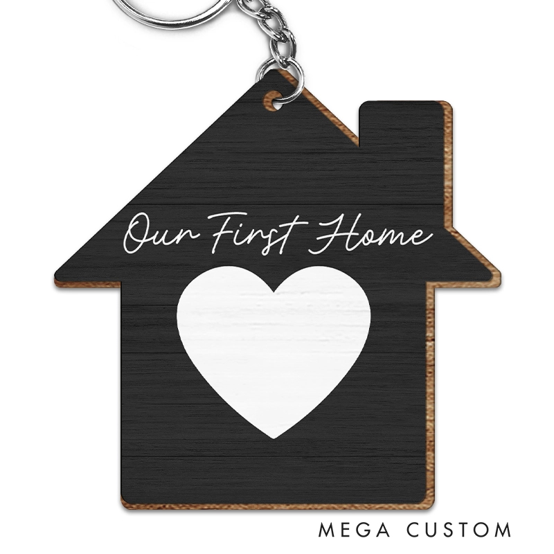 Personalized Photo Our First Home Married Couple Personalized Wooden Keychain Our First Home Gifts