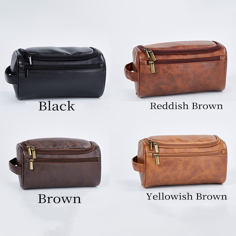 Personalized Men's Leather Toiletry Bag  Engraved Dopp Kit  Anniversary Gifts for Him