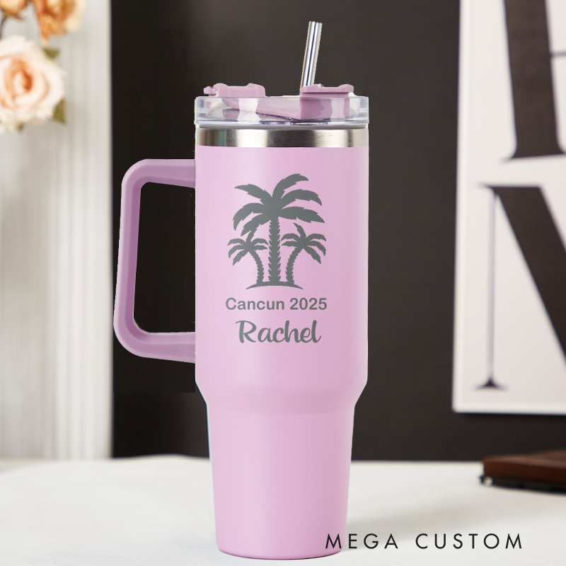 Personalized Beach Tumbler Traveling Lover Tumbler Family Trip Gifts Laser Engraved Tumbler Engraved Tumblers with Name  and Location Gift for Vacation