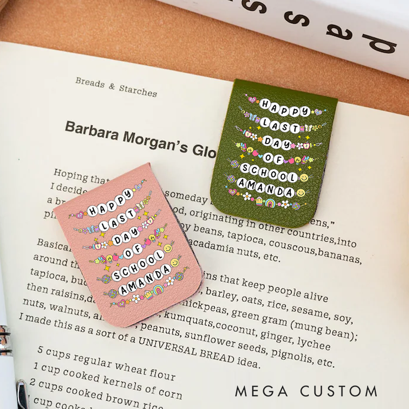 Personalized Teacher Leather Magnetic Bookmark Happy Last Day of School Cute and Colorful Design Gift for Teachers