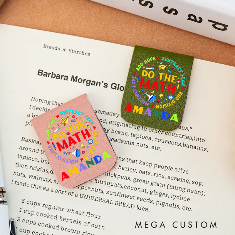 Personalized Teacher Leather Magnetic Bookmark Do the Math Fun and Educational Design Gift for Teachers