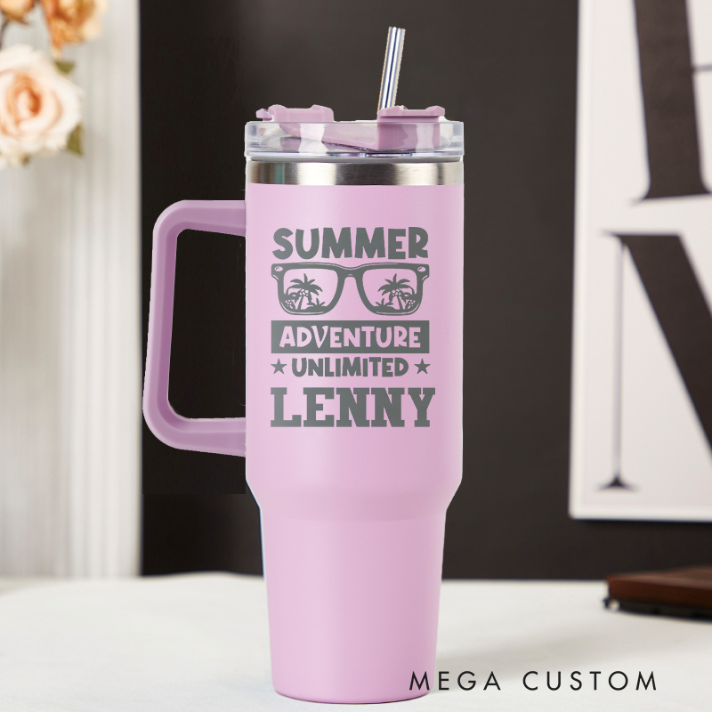 Personalized Summer Adventure Unlimited Tumbler Traveling Lover Tumbler Laser Engraved Tumbler Engraved Tumbler with Name and Location Gift for Vacation