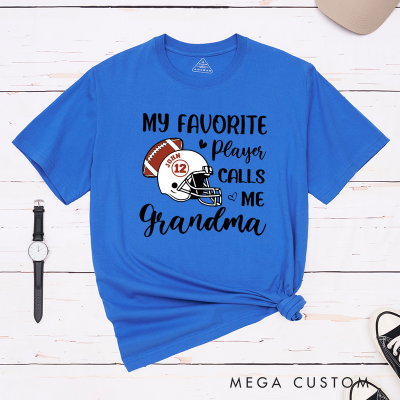 Personalized American Football and Rugby Grandma T-Shirts with Custom Name and Number