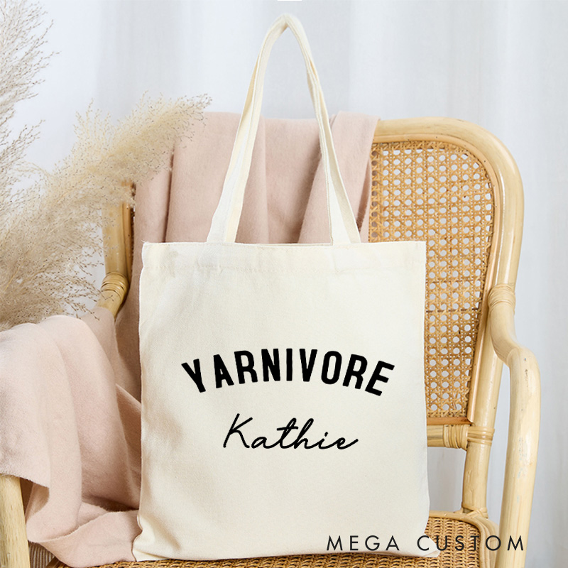Personalized Yarnivore Tote Bag Crocheting Bag with Name Canvas Bag Yarning Bag for Knitting Lover Gift Crocheting Lover Gift