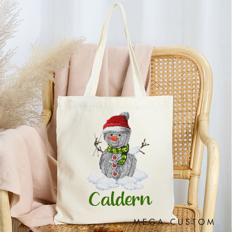 Personalized Merry Knittingmas Tote Bag Christmas Canvas Bag Crocheting Bag Yarning Bag Knitting Lover Gift Crocheting Lover Gift Christmas Gift