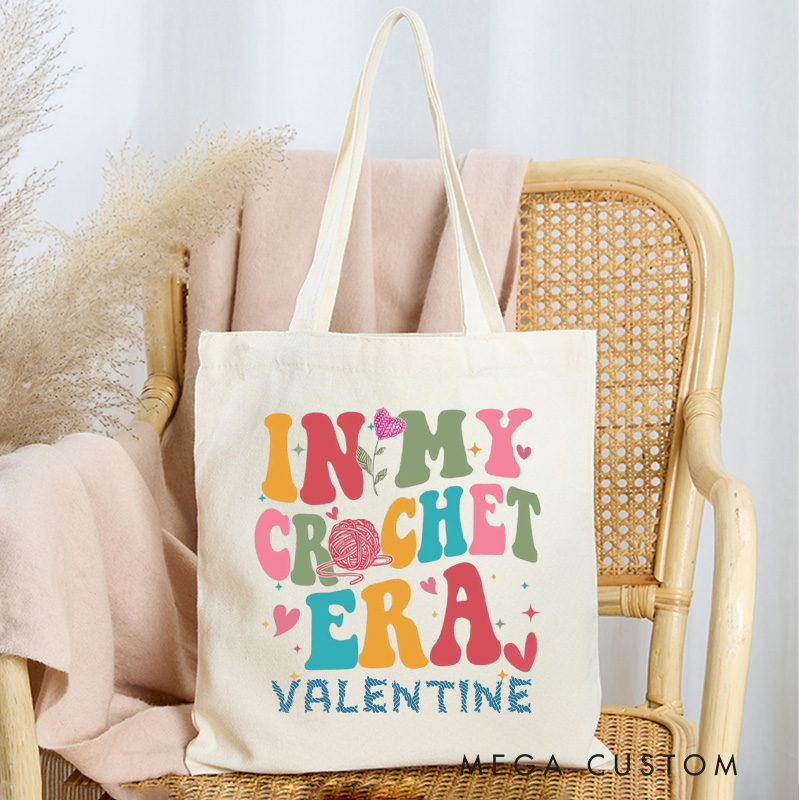 Personalized In My Crochet Era Tote Bag Custom Canvas Bag Yarning Bag Crocheter Bag Yarn Lover Gift Knitting Lovers Gift Crocheting Lovers Gift