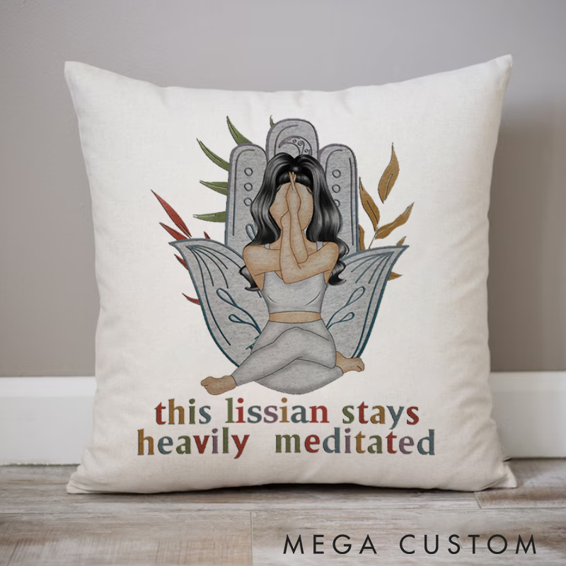 Personalized Meditation Pillows Combining the Hamsa Palm Symbol with Natural Plant Elements Pillows Gift Idea for Yoga Lover