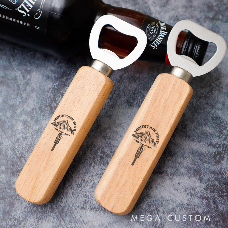 Personalized Engraved Sleek Bicycle Beer Wooden Bottle Opener for Outdoor Adventures Riding Cycling Biking Enthusiasts Beer Lovers