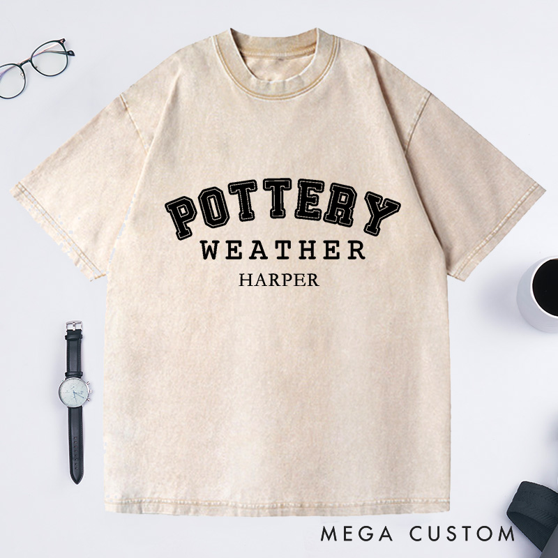 Personalized Pottery Washed T-Shirts Pottery Artist Gift for Ceramic Artist Gift For Potter